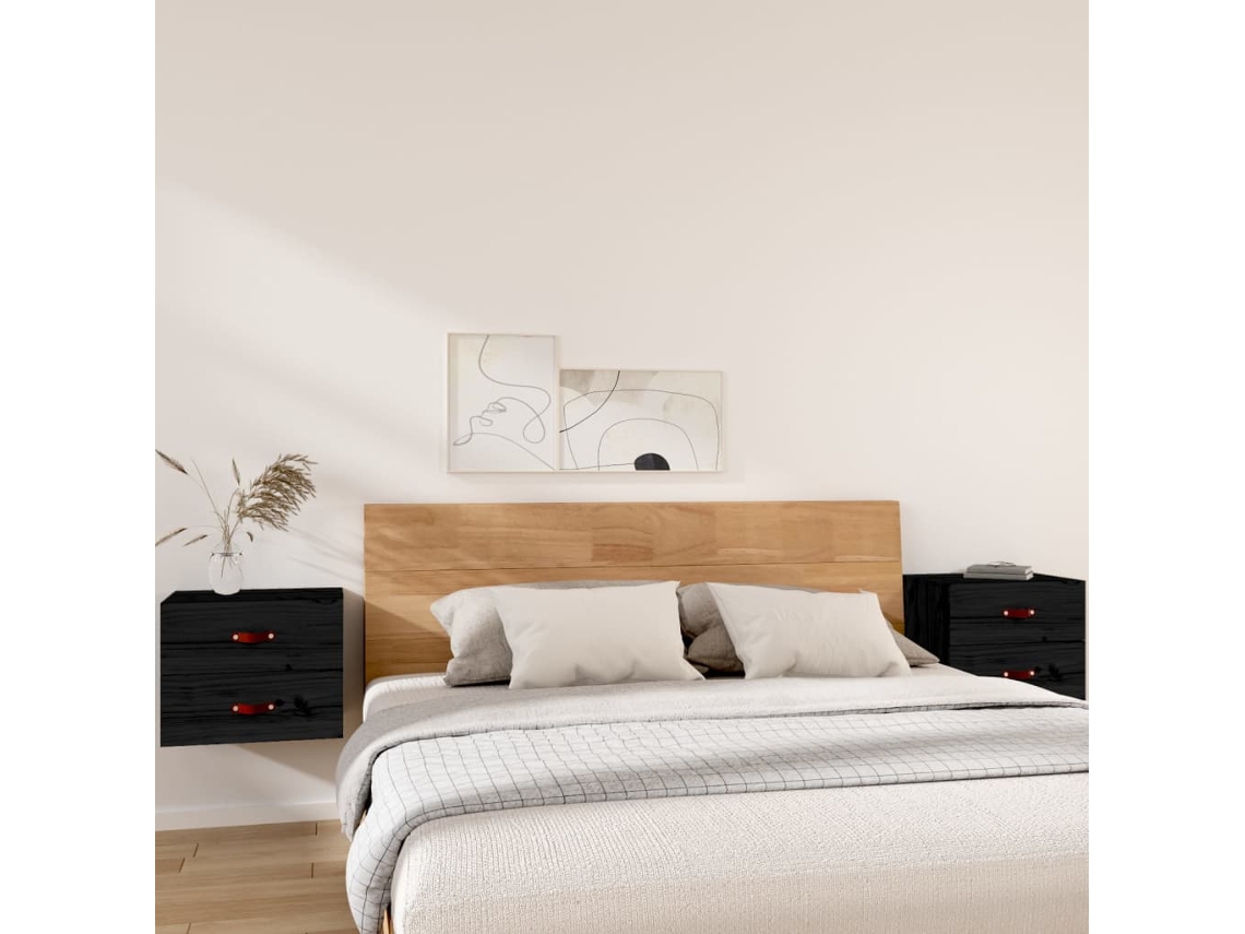 Mesitas de Noche de Pared 2 Pzs 50X36X40 Cm Negro