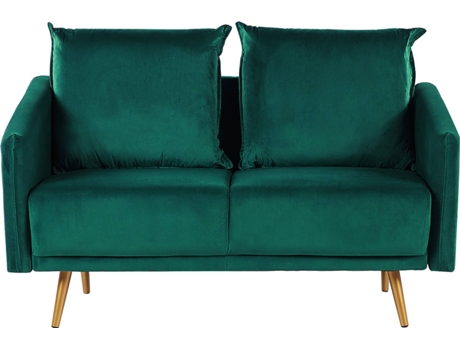 Sofá 2 plazas de terciopelo verde esmeralda/dorado BELIANI Maura