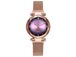 Reloj De Pulsera Starry Sky Quartz Con Correa De Malla De Oro Rosa.