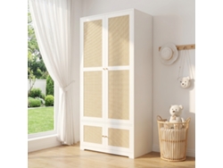 Armario de 2 puertas 90x48x180 cm - Barra y estantes, MDF y frentes lacados - Blanco