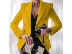 2026-chaqueta Formal Para Mujer Blazer De Oficina Talla S-3xl Poliéster Abrigo De Trabajo Claro S Amarillo