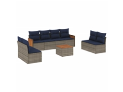 Maison Exclusive - Conjunto De Sofá De Jardín De 9 Piezas Con Cojines, Poliratán Gris