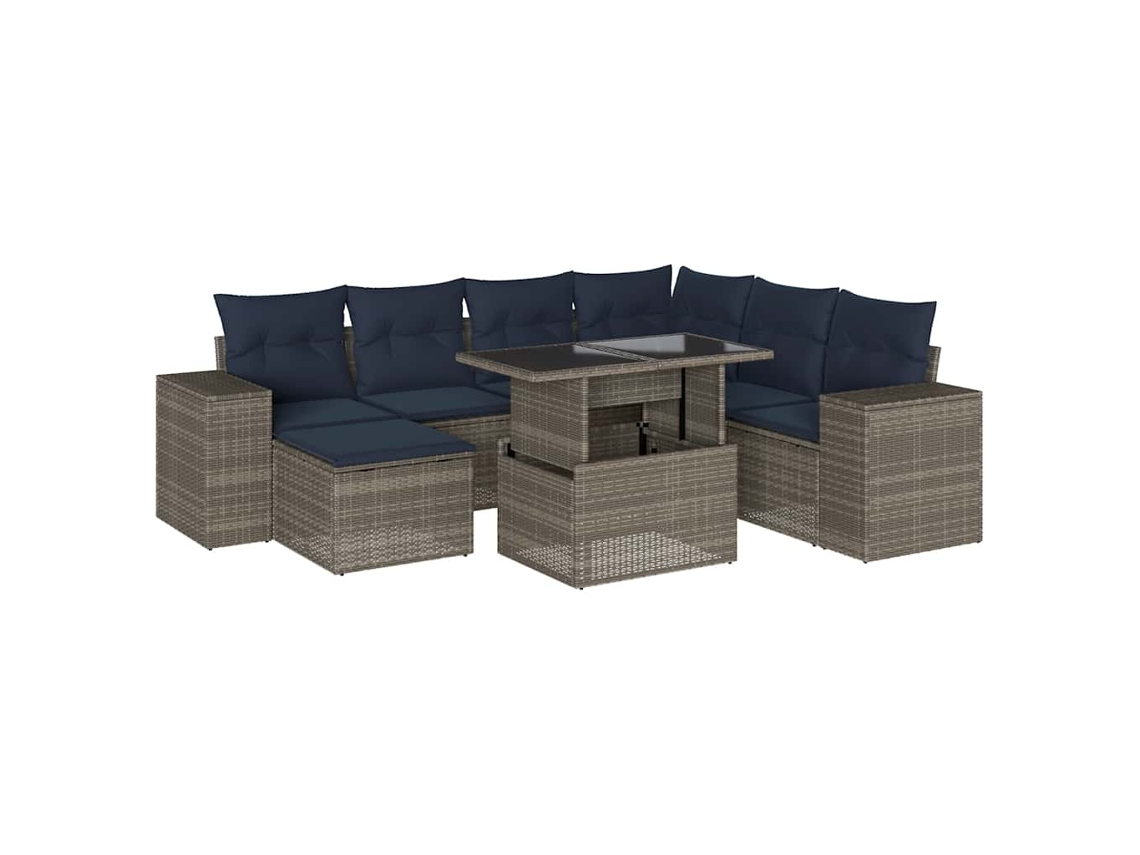 Maison Exclusive - Conjunto De Sofá De Jardín De 8 Piezas Con Cojines, Poliratán Gris