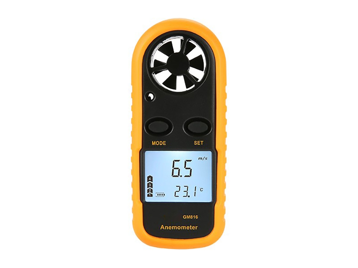 Anemómetro digital para medición de velocidad del viento y analizador de aire frío para la industria y la agricultura.