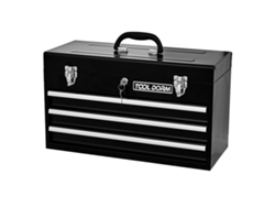 Caja De Herramientas Metálica De 20,3 Pulgadas Con 3 Cajones, Color Negro.