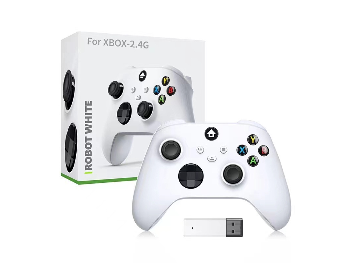 Mando inalámbrico 2.4G para Xbox One Series X/S con receptor USB, joystick compatible con PC con Windows, color blanco. Aeuzwr