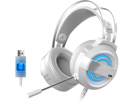 Auriculares Gaming con Cable WELUOT Q9 (On Ear - Micrófono - Blanco)