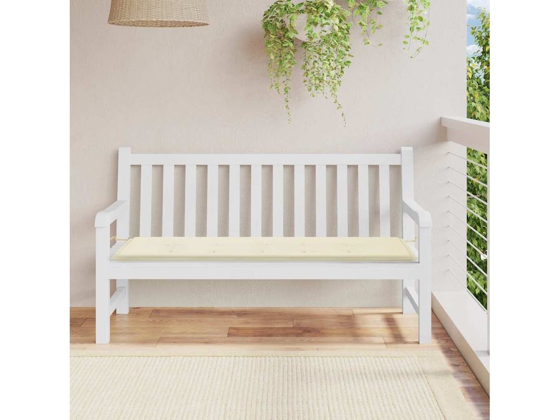 Cojín grande para banco de jardín, 150x50x4 cm, tela Oxford color crema HARLANV1
