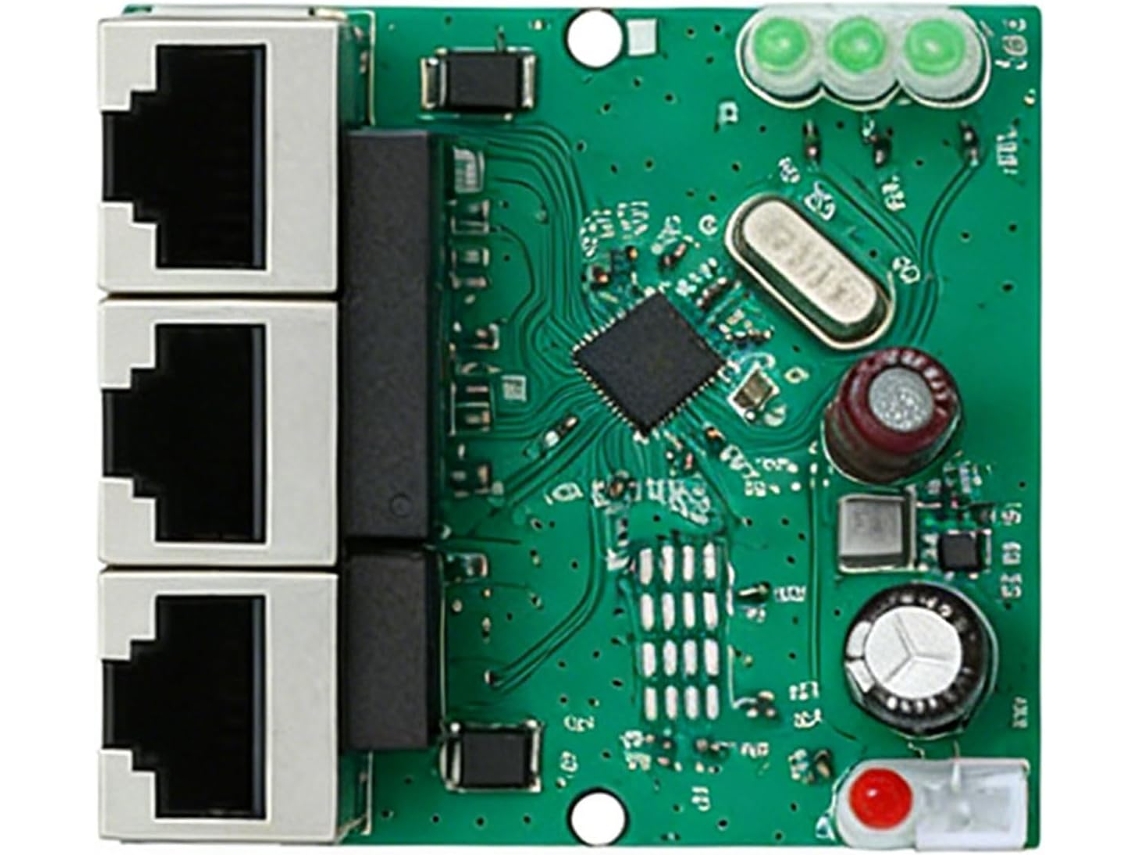 Módulo Pcb De Conmutador Ethernet De 3 Puertos Y 100 Mbps Con Indicadores Led Plug And Play Para Expansión.