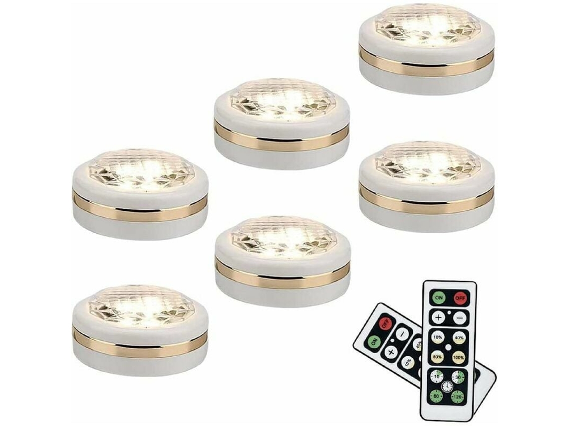 Paquete de 6 luces LED inalámbricas con control remoto