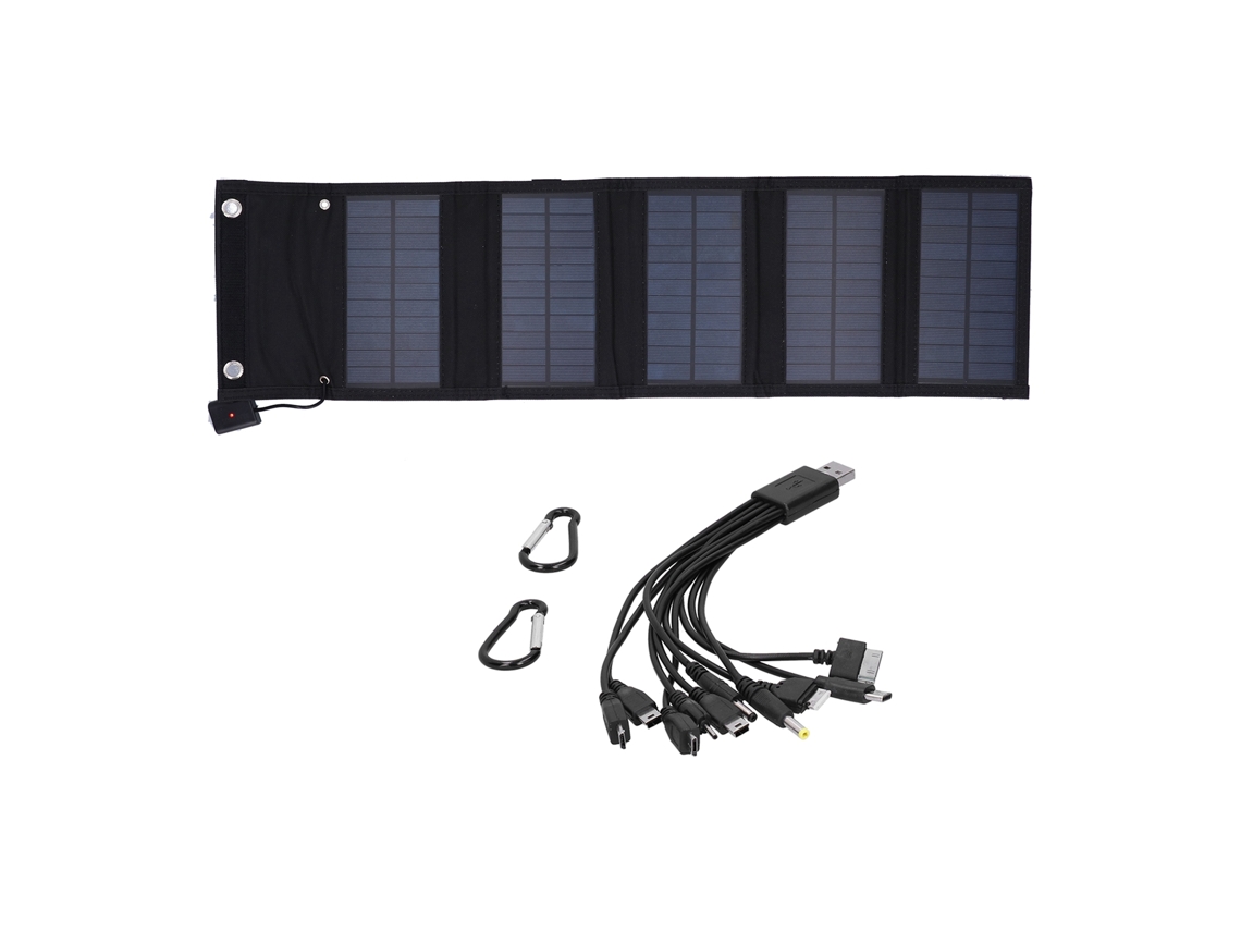 Cargador Portátil Plegable De Panel Solar De 15 W Para Camping, Viajes Y Baterías De Coche Con Cable.