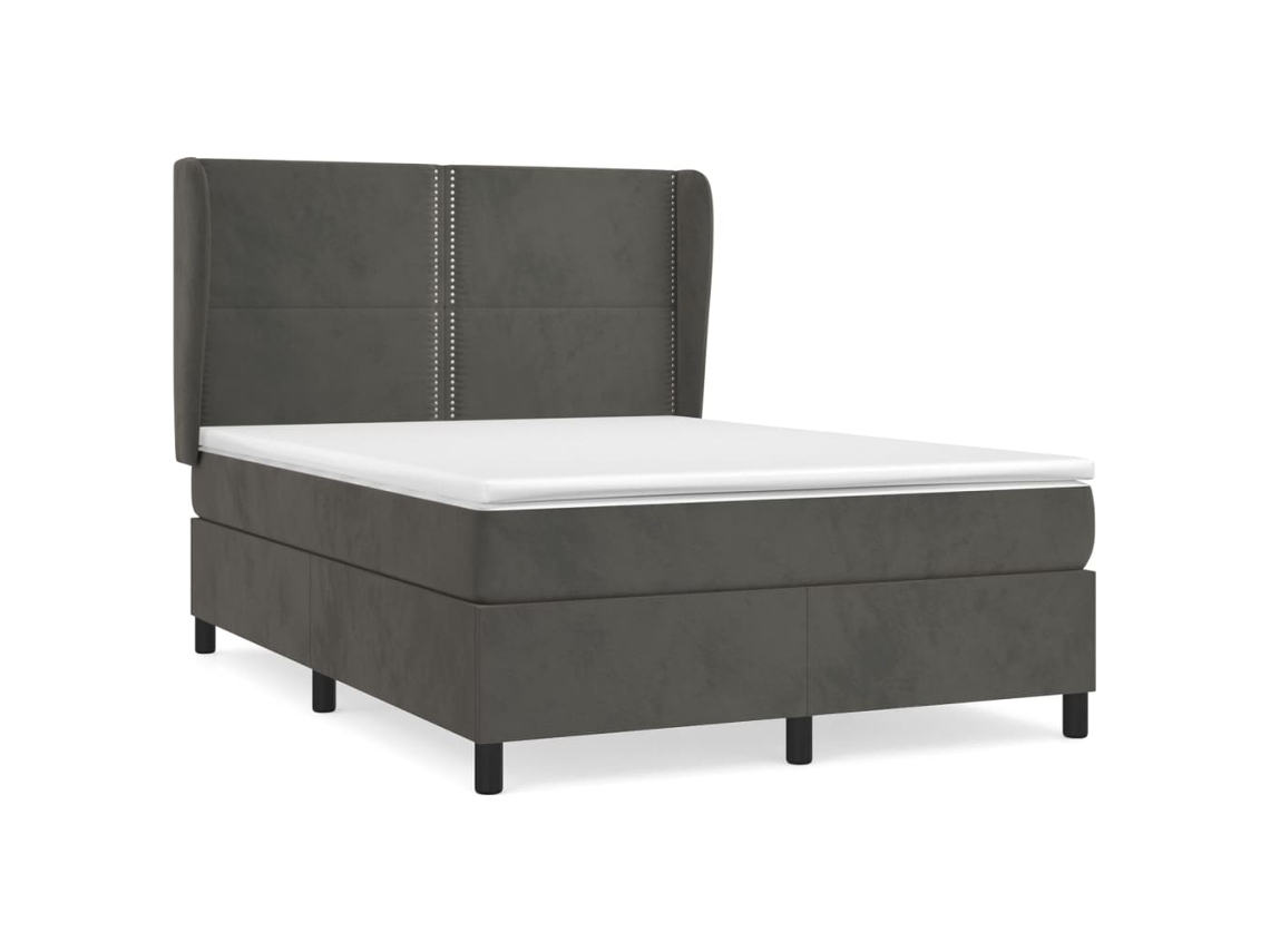 Maison Exclusive - Cama Box Spring Con Colchón Terciopelo Gris Oscuro 140x200 Cm
