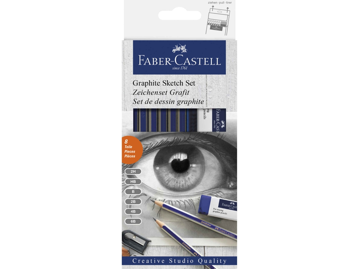 Lápis de Carvão FABER-CASTELL Graphite Sketch Set (Multicor - 8 Tabletas)