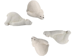 Juego de 4 tapas de inodoro de resina resistente con forma de oso polar - Fo Gokoco