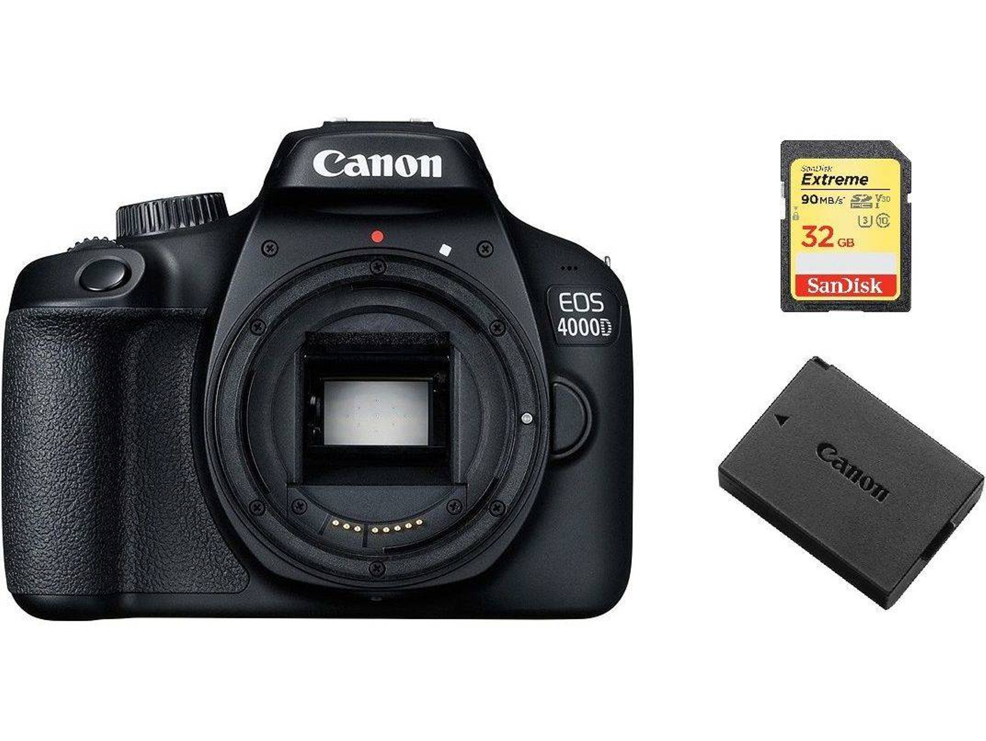 Kit Cámara Réflex CANON EOS 4000D SD32GB + bateria LP-E10