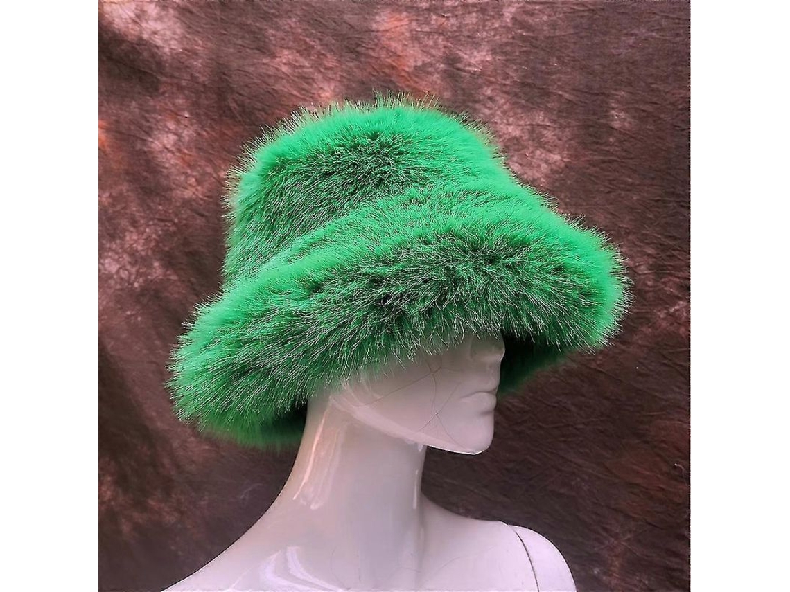 Gorro De Pelo Falso Arcoíris Fluffy Caliente Otoño Invierno Mujer Moda Casual 58-60cm Verde L 58 60cm Verde