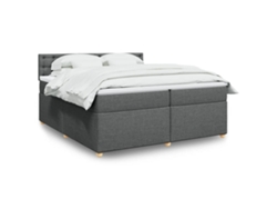 Cama Box Spring Con Colchón Tela Gris Oscuro 200x200 Cm