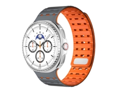 Bracelete Para Samsung Galaxy Watch 8 / 8 Classic - Silicone Magnético Respirável - Cinza E Laranja