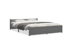 Maison Exclusive - Estructura Cama Doble Sin Colchón Madera Maciza Gris 135x190 Cm
