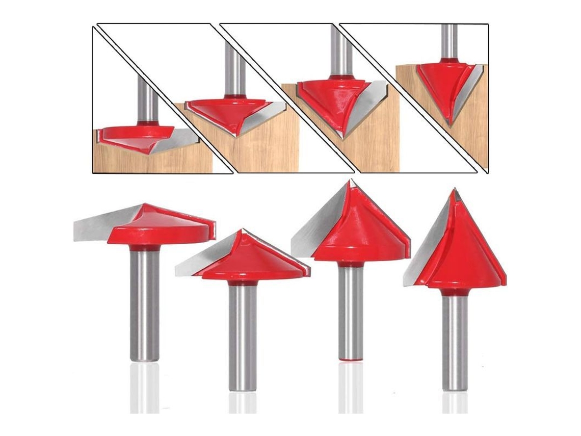 Ferramenta De Ranhuramento Em V Linjou 6 Peças 60° 90° 120° 8mm Cnc Para Madeira Mdf Acrílico Pvc