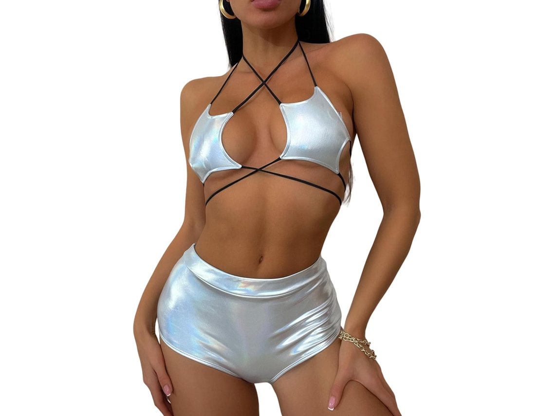 Elegante Sujetador De Lentejuelas Con Diseño Único, Ropa Interior Femenina, Traje De Baño