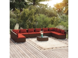 Conjunto de jardín de 11 piezas con cojines de mimbre marrón de DKD Home Decor