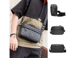 2026-bolsa Bandolera Hombre De Cuero Pu Casual Estampado De Cuadros Con Cremallera Suave Y Correa Ajustable