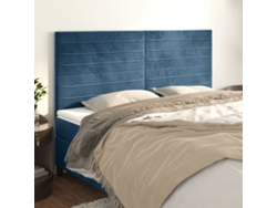Cabeceros 4 Unidades De Terciopelo Azul Oscuro 100x5x78/88 Cm