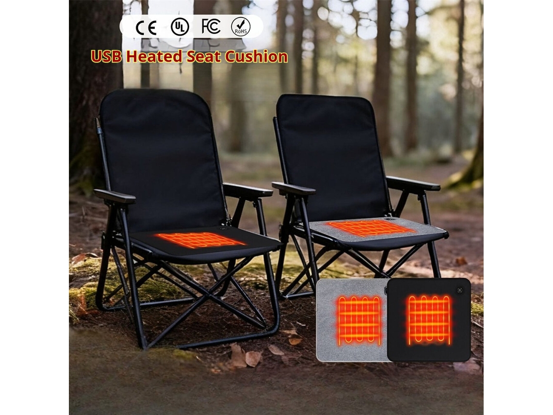 Gris ipree Cojín Calefactable Usb 3 Niveles Temperatura Apagado Automático 10h Portátil Plegable Eventos Senderismo Oficina Pesca Viaje Casa