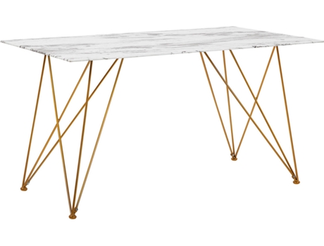 Mesa de Comedor BELIANI Kenton (Blanco - Cristal Templado -140x80x76 cm)