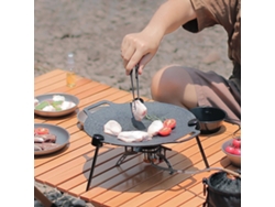 Mali suporte Ajustável de Alumínio para Bandeja de Forno Churrasco Portátil Camping Multifuncional