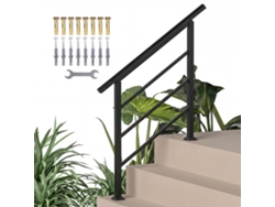 Corrimão Escada 95cm Kit Instalação Ajustável 1-3 Degraus Preto