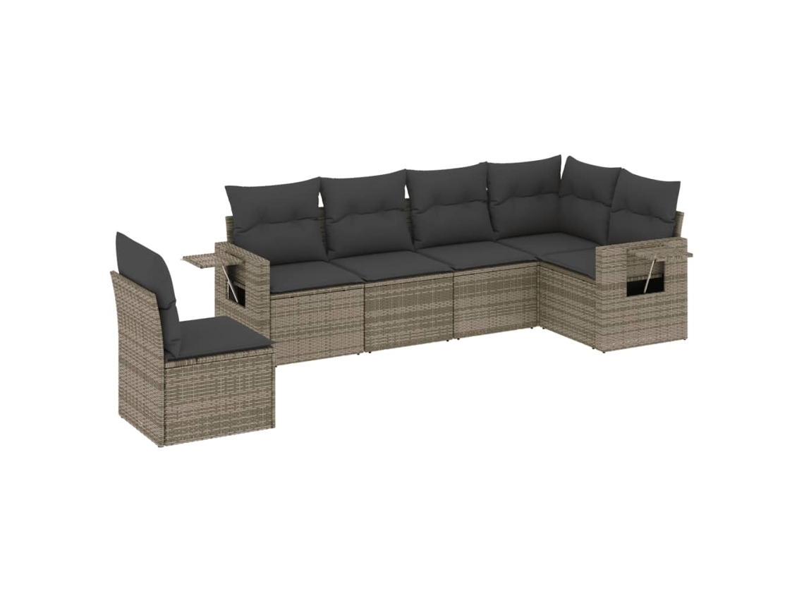 Maison Exclusive - Set De Muebles De Jardín 6 Pzas Y Cojines Ratán Sintético Gris