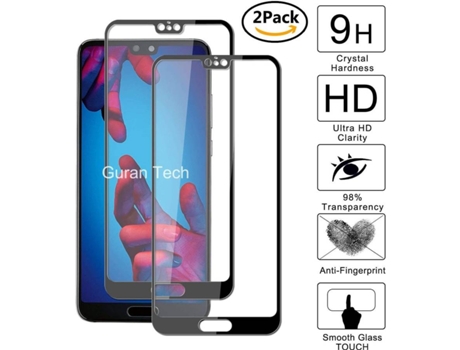 Protector Cristal Templado Huawei P20 HONGWE. Cobertura Completa Negro