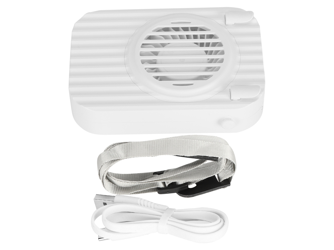 Ventilador de cuello USB portátil, 3 velocidades, blanco
