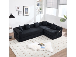 Sofá Modular 4 Plazas - Con Almacenamiento, Función Modular, Apto Para Mascotas - Negro