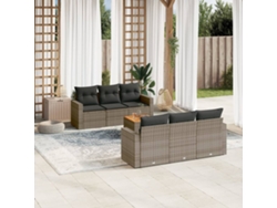 Conjunto de sofás de jardín de 7 piezas DKD Home Decor con cojines de mimbre gris