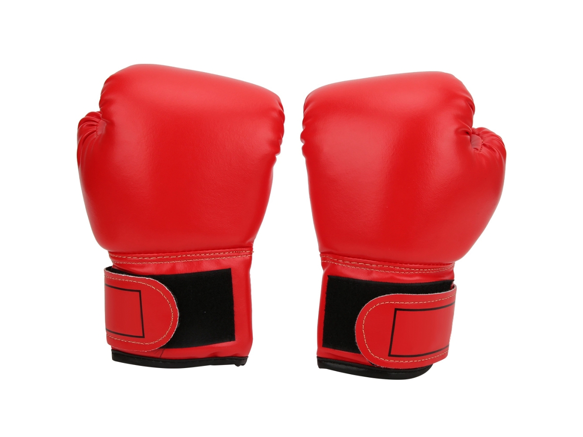 Guantes de boxeo transpirables de cuero sintético BJ para niños, guantes de entrenamiento para saco de sparring Sanda, color rojo.