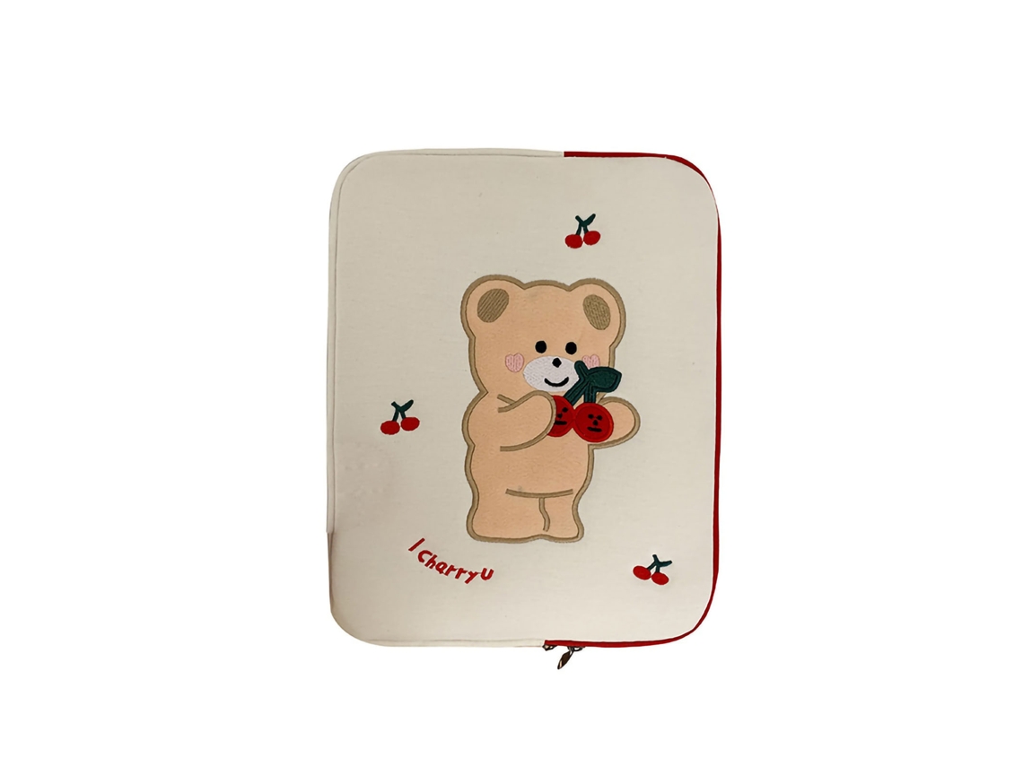 Bolsa Interna, Protege O Computador, Armazena Itens, Bolsa De Laptop Com Bordado De Menina Fofa Cherry Bear