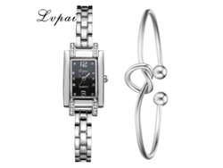 Reloj De Pulsera De Cuarzo Elegante E Informal Para Mujer Con Correa Plateada Y Negra.