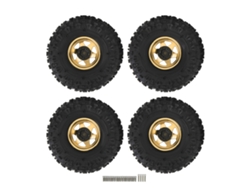 Conjunto De Pneus De Rc Crawler 1.9 Polegada Com Aro De Metal Para Redcat Axial Scx10 Dourado