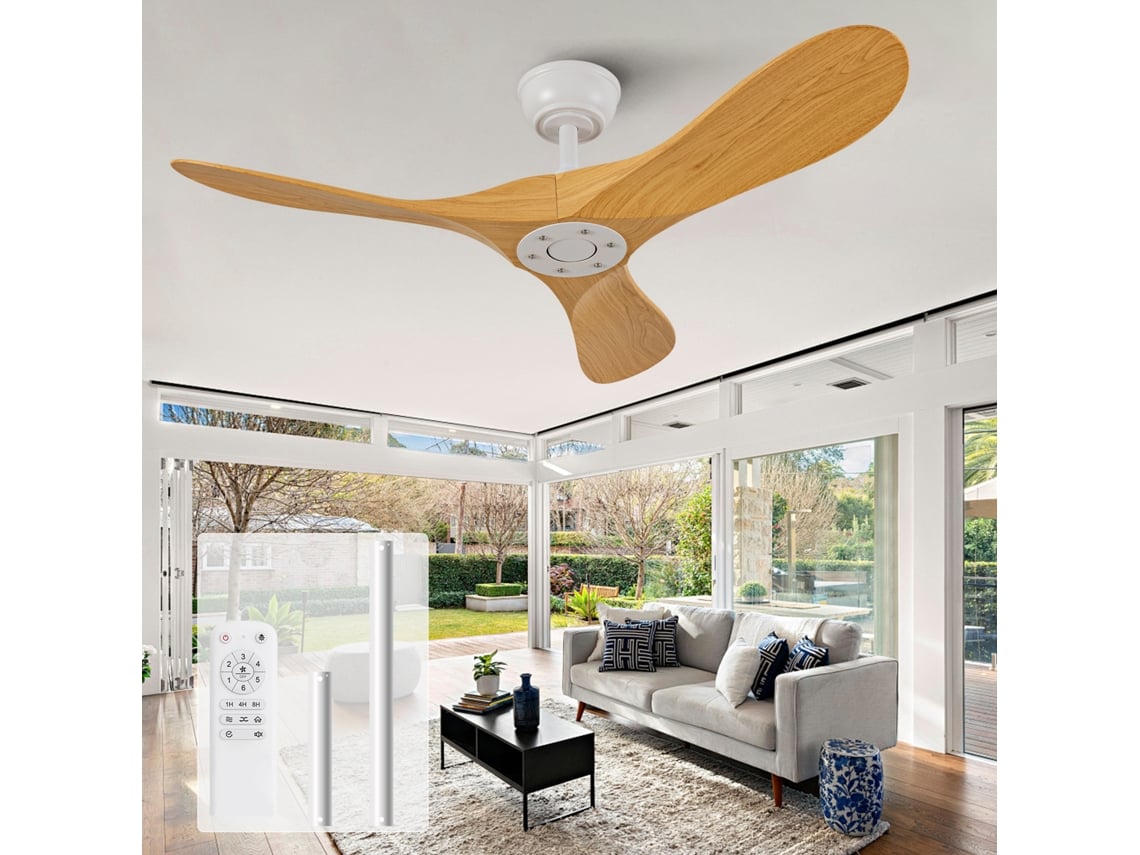 Ventilador De Techo 42'' Sin Luz Con Mando, 6 Velocidades, 3 Aspas Abs Y Motor Dc Reversible