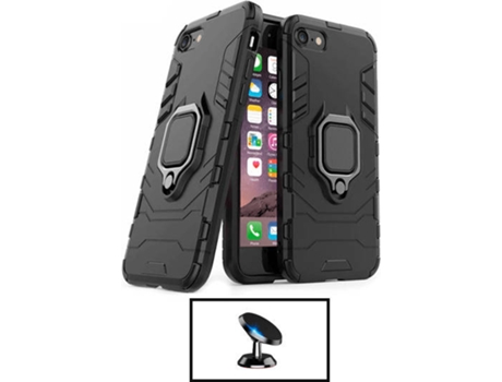 Kit Carcasa Militar Magnética + Soporte Magnético iPhone SE 2022 G4M Negro