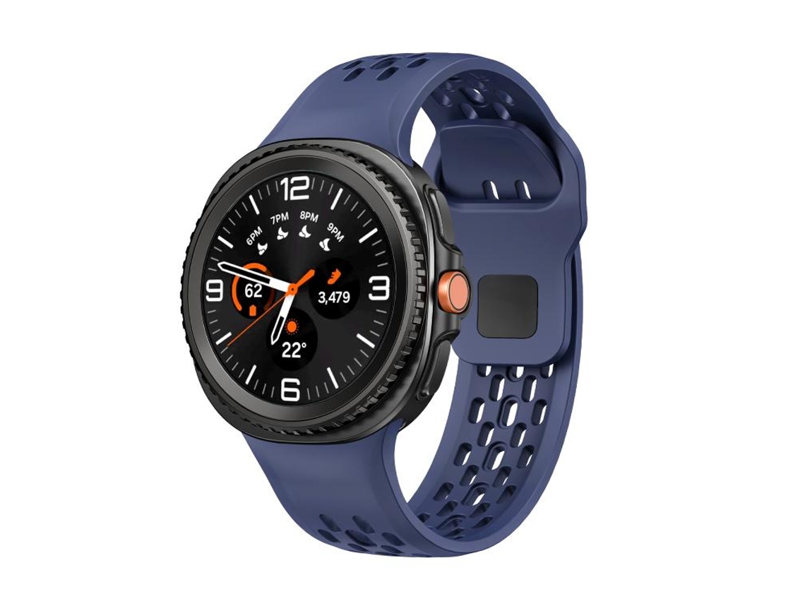 Bracelete Para Samsung Galaxy Watch 8 / 8 Classic - Silicone Com Fivela Reversa Preta No Estilo Clássico - Azul Meia-noite