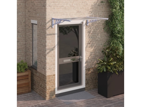 MAISON EXCLUSIVE Marquesina puerta policarbonato gris y transparente 122x90 cm