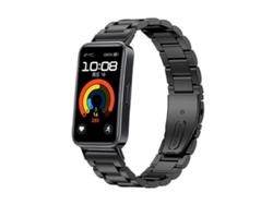 Bracelete Para Huawei Band 10 / 9 / 8 - Liga De Titânio - Fivela Plana - Contas Triplas Preta