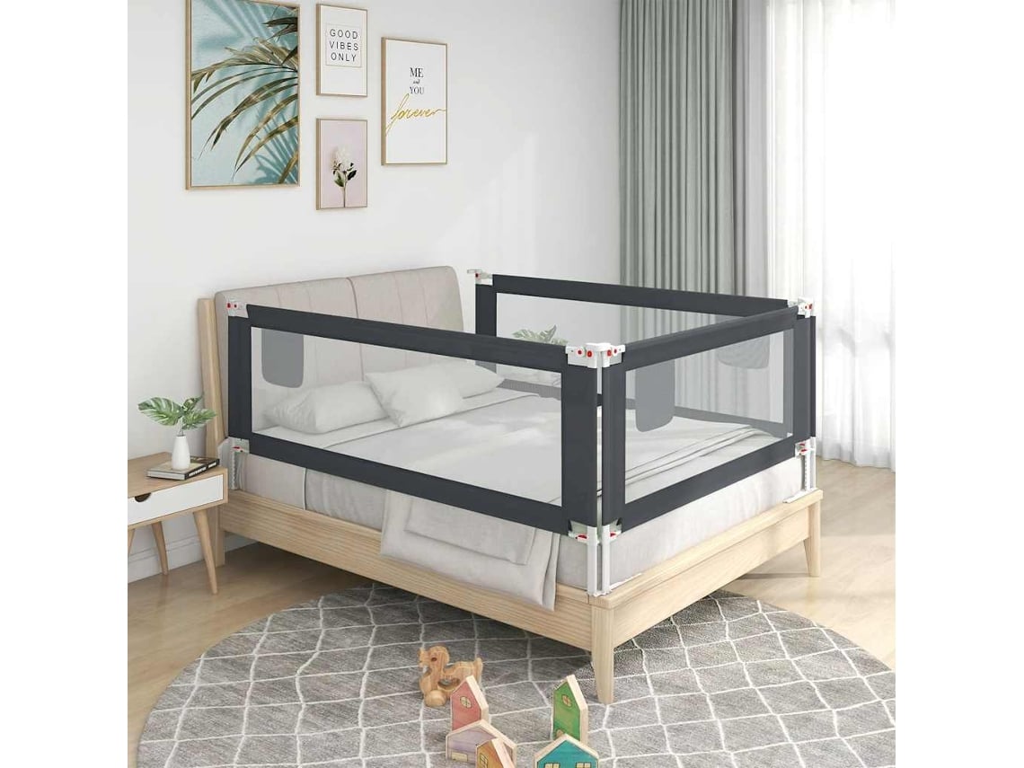 Barra de seguridad para cama infantil, 120 x 25 cm, tela gris oscuro, DKD HOME DECOR