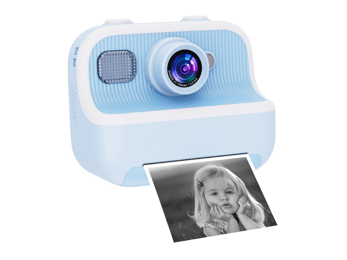 Cámara Infantil Hd De 48 Mp Con Función De Impresión Térmica, Doble Cámara Frontal Y Trasera (azul). Czhhmart