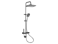 Columna De Ducha Termostática Led Gunmetal 4 En 1 Con Control Piano, Rociador 31x20 Cm Y Grifo Para Bañera