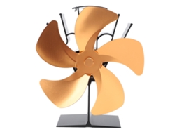 Ventilador De Chimenea Con 5 Aspas Térmicas Autogeneradoras Para Estufas De Leña - Dorado